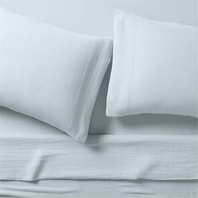 Supersoft Organic Cotton Gauze Pale Blue King Bed Sheet Set