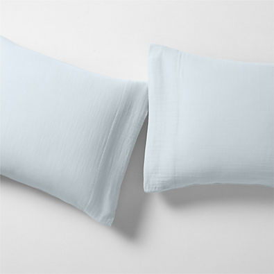 View Organic Cotton Gauze Pale Blue Standard Pillowcases, Set of 2 details