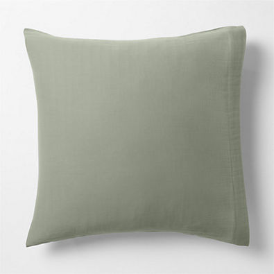 View Organic Cotton Gauze Shadow Sage Green Euro Bed Pillow Sham details