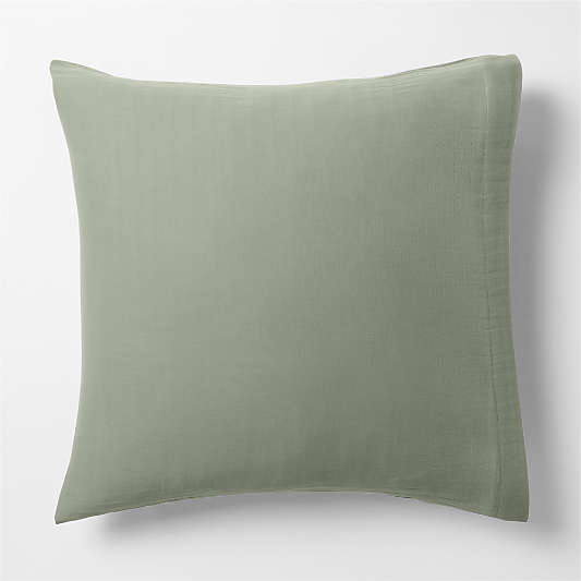 Supersoft Organic Cotton Gauze Shadow Sage Green Euro Bed Pillow Sham