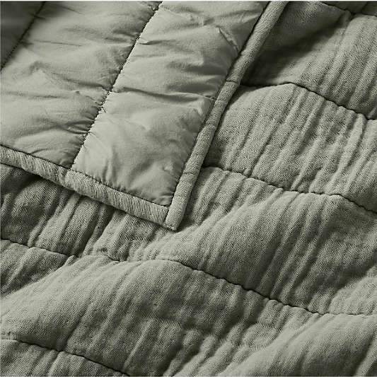 Organic Cotton Gauze Shadow Sage Green Channel Stitch Quilt