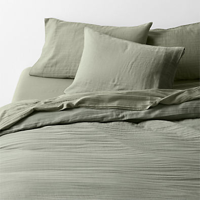 View Organic Cotton Gauze Shadow Sage Full/Queen Duvet Cover details