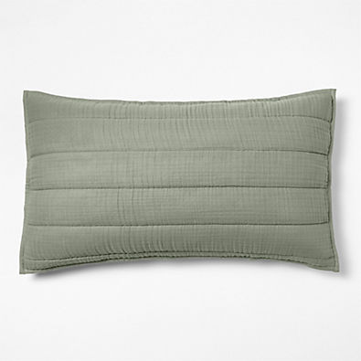 View Organic Cotton Gauze Shadow Sage Green King Quilted Bed Pillow Sham details