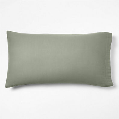View Organic Cotton Gauze Shadow Sage Green King Bed Pillow Sham details