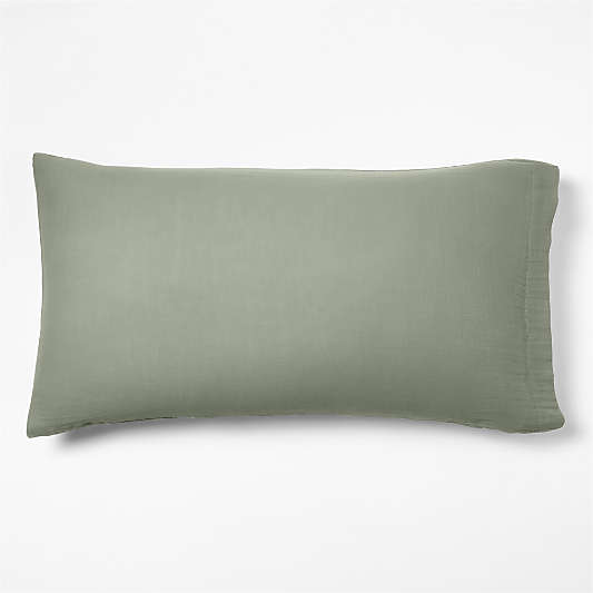 Organic Cotton Gauze Shadow Sage Green King Bed Pillow Sham