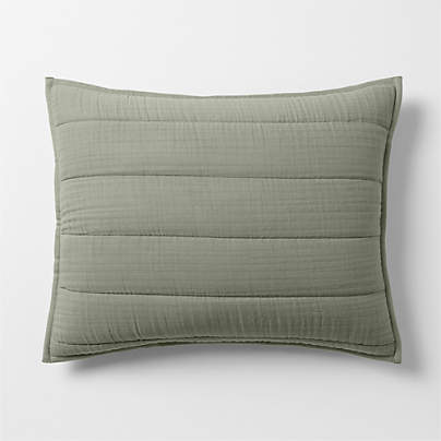 Supersoft Organic Cotton Gauze Shadow Sage Green Standard Quilted Bed Pillow Sham