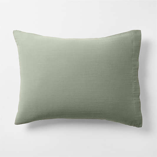 Organic Cotton Gauze Shadow Sage Green Bed Pillow Sham