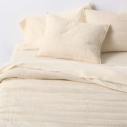 Supersoft Organic Cotton Gauze Undyed King Channel Stitch Quilt