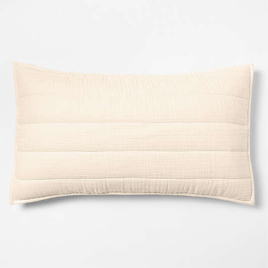 Organic Cotton Gauze Undyed King Quilted Bed Pillow Sham