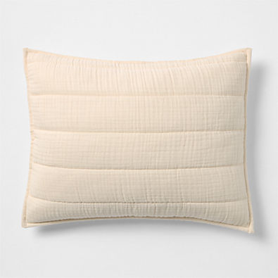 View Organic Cotton Gauze Undyed Standard Quilted Bed Pillow Sham details
