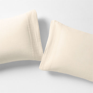View Organic Cotton Gauze Undyed King Pillowcases, Set of 2 details