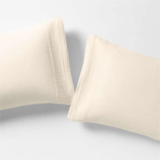 Organic Cotton Gauze Undyed King Pillowcases, Set of 2