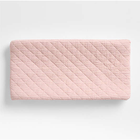 Supersoft Lilac Rose Striped Organic Cotton Gauze Baby Changing Pad Cover