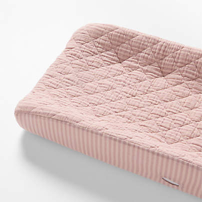 Supersoft Lilac Rose Striped Organic Cotton Gauze Baby Changing Pad Cover