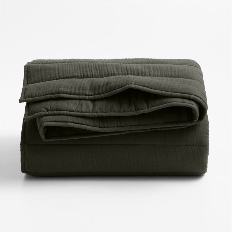 Organic Cotton Gauze Ficus Green Standard Quilted Bed Pillow Sham - image 4 of 6