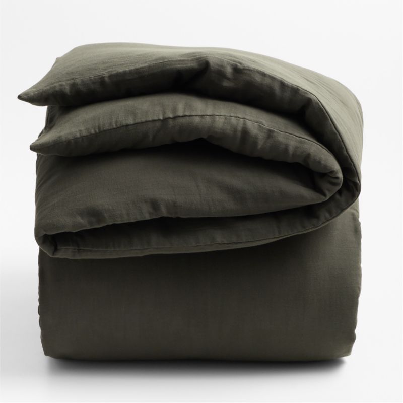 Organic Cotton Gauze Ficus Green King Duvet Cover - image 3 of 6