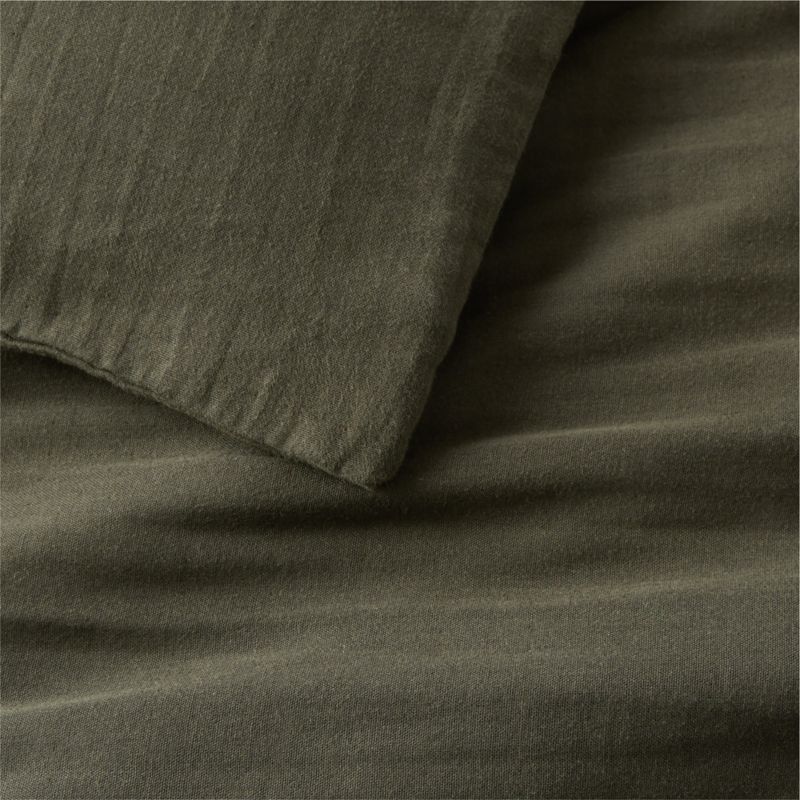 Organic Cotton Gauze Ficus Green King Duvet Cover - image 1 of 6