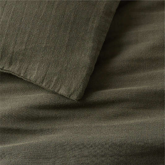 Organic Cotton Gauze Ficus Green Duvet Cover