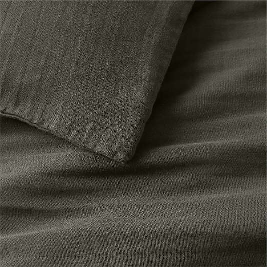 Organic Cotton Gauze Ficus Green Duvet Cover