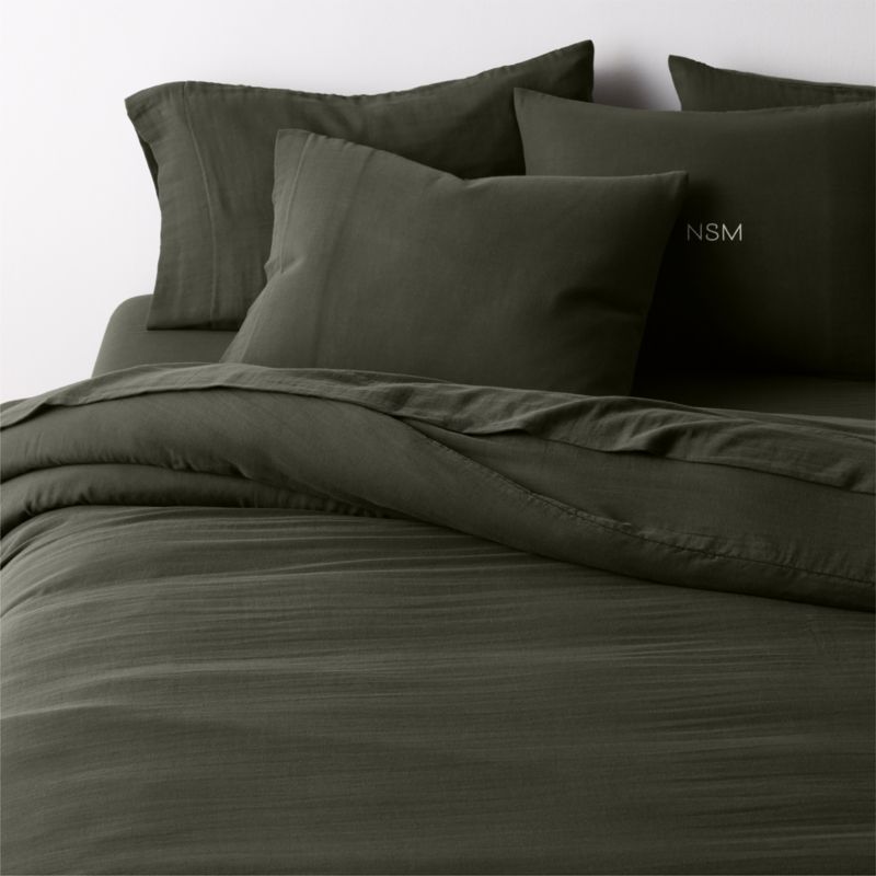 Viewing product image Organic Cotton Gauze Ficus Green Full/Queen Duvet Cover - image 1 of 6
