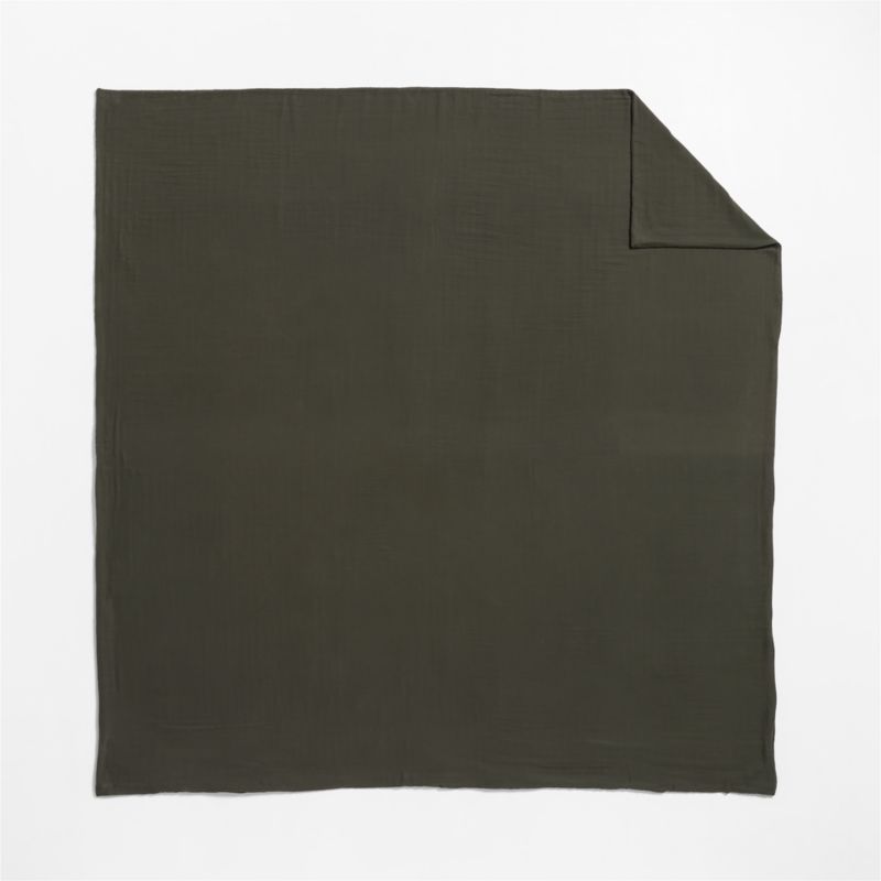 Organic Cotton Gauze Ficus Green King Duvet Cover - image 4 of 6