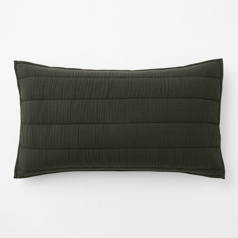 Organic Cotton Gauze Ficus Green King Quilted Bed Pillow Sham - image 6 of 7