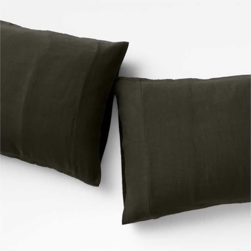 Viewing product image Organic Cotton Gauze Ficus Green Standard Pillowcases, Set of 2 - image 1 of 3