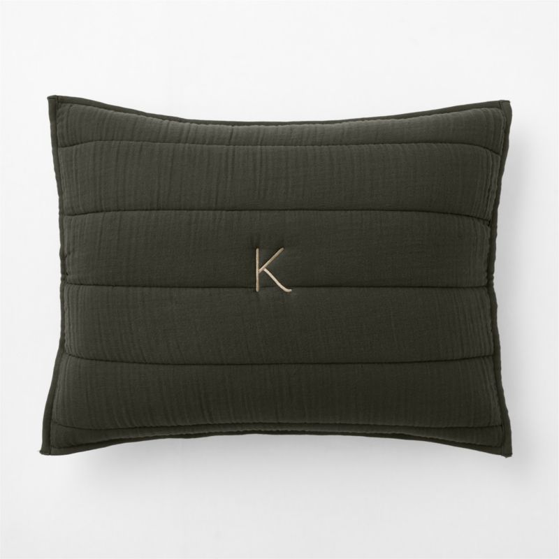 Organic Cotton Gauze Ficus Green King Quilted Bed Pillow Sham - image 1 of 4