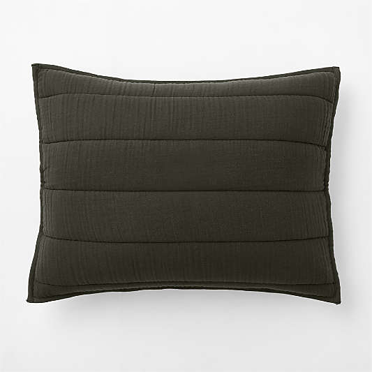 Organic Cotton Gauze Ficus Green Quilted Bed Pillow Sham