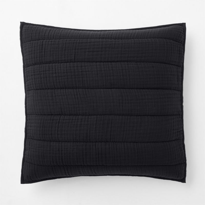 Organic Cotton Gauze Midnight Navy Blue Euro Quilted Bed Pillow Sham - image 2 of 4