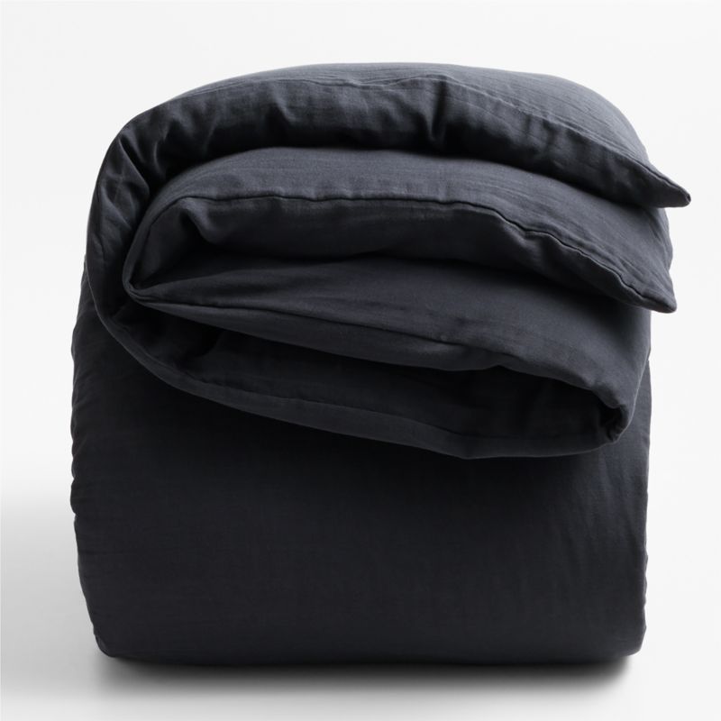 Organic Cotton Gauze Midnight Navy Blue King Duvet Cover - image 3 of 6