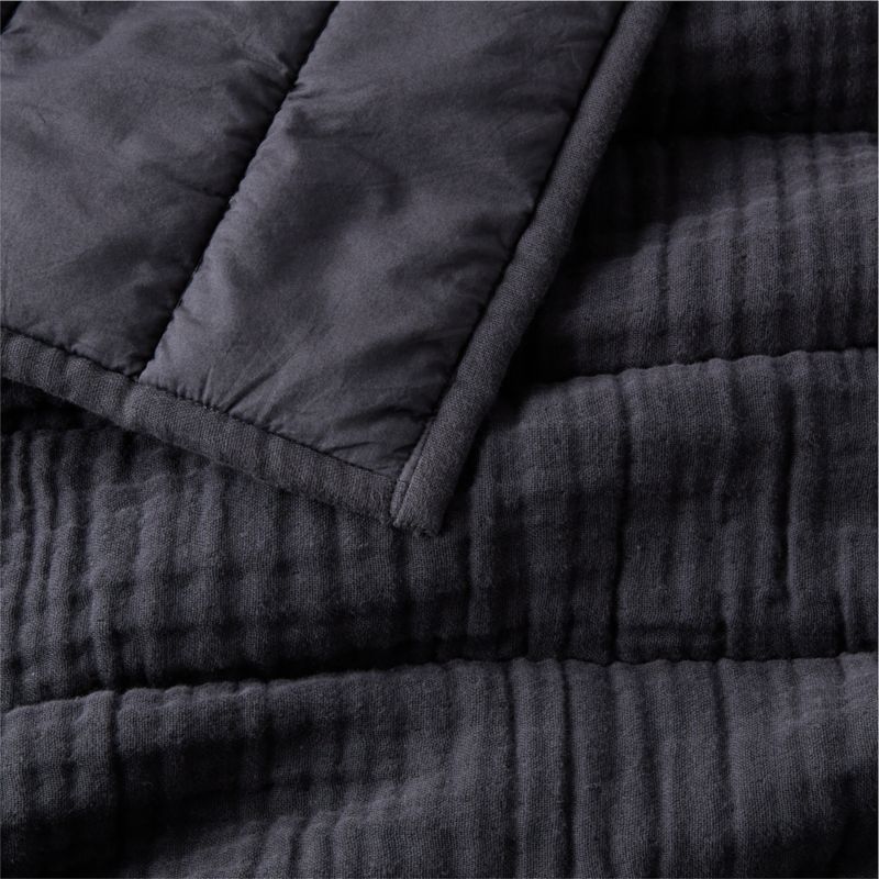 Organic Cotton Gauze Midnight Navy Blue King Channel Stitch Quilt - image 1 of 5