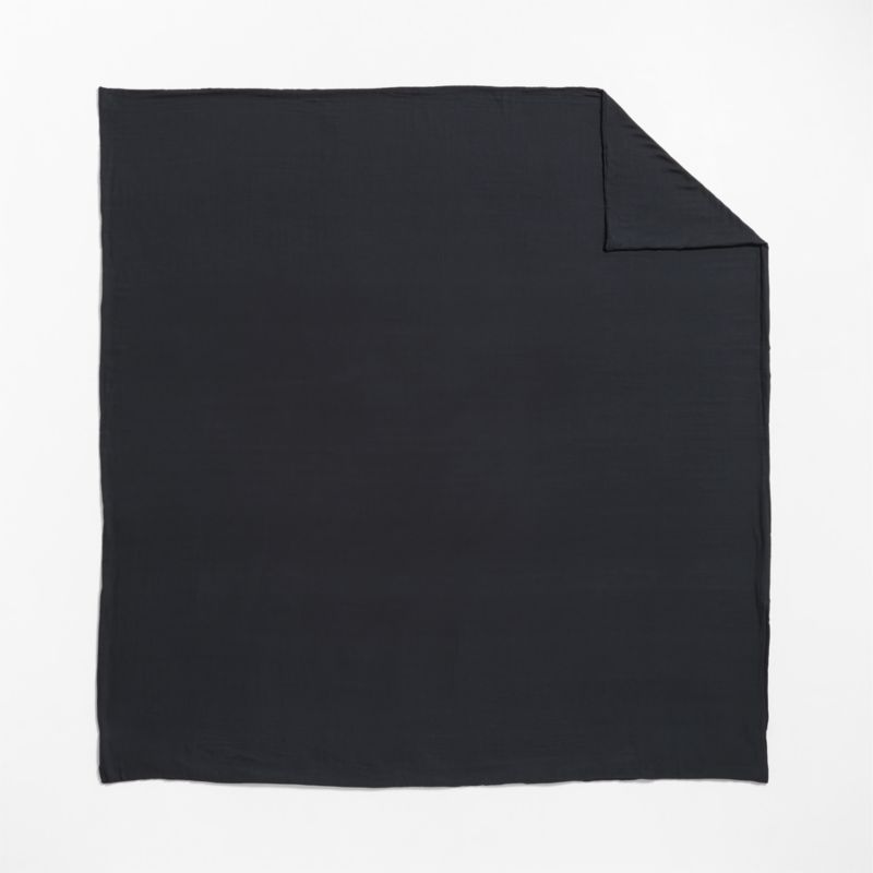 Organic Cotton Gauze Midnight Navy Blue King Duvet Cover - image 4 of 6