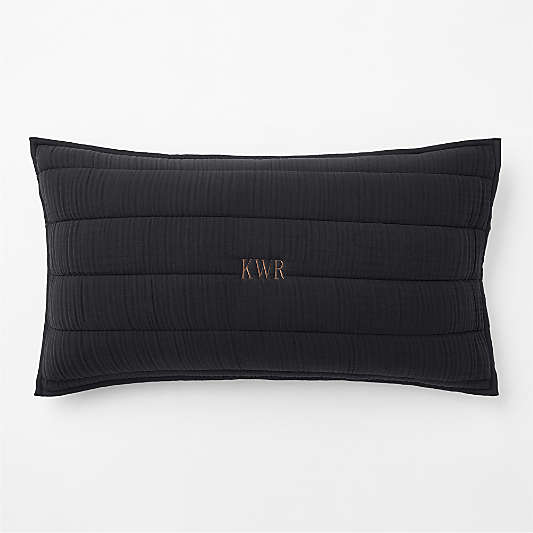 Organic Cotton Gauze Midnight Navy Blue King Quilted Bed Pillow Sham