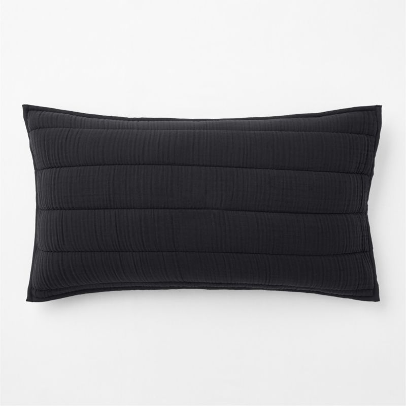Organic Cotton Gauze Midnight Navy Blue King Quilted Bed Pillow Sham - image 2 of 4