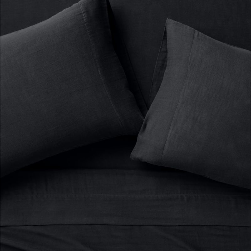 Viewing product image Organic Cotton Gauze Midnight Navy Blue Full Bed Sheet Set - image 1 of 3