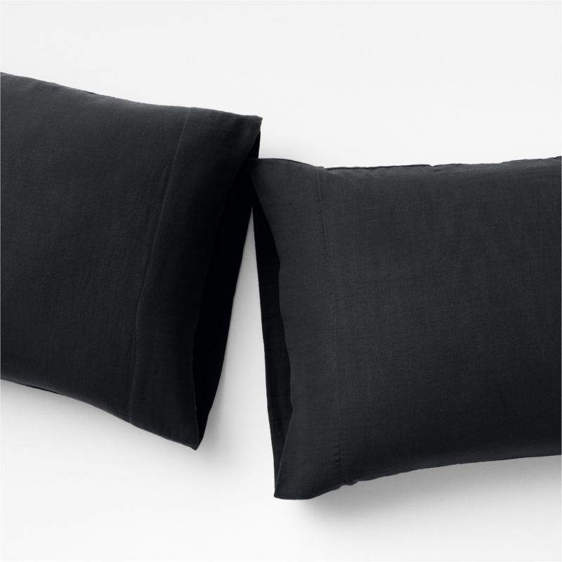 Viewing product image Organic Cotton Gauze Midnight Navy Blue Standard Pillowcases, Set of 2 - image 1 of 3