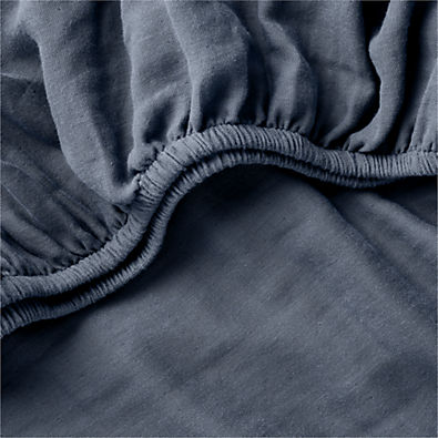 View Supersoft Coy Blue 100% Organic Cotton Gauze Baby Crib Fitted Sheet details