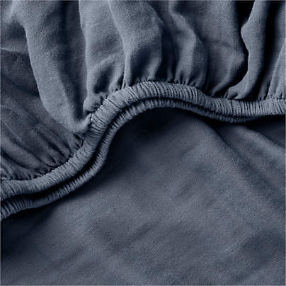 Supersoft Coy Blue Organic Cotton Gauze Baby Crib Fitted Sheet