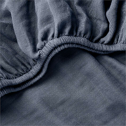 Supersoft Coy Blue Organic Cotton Gauze Baby Crib Fitted Sheet
