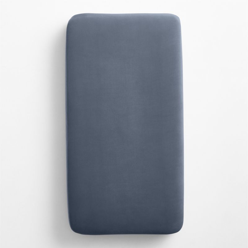 Supersoft Coy Blue Organic Cotton Gauze Baby Crib Fitted Sheet - image 2 of 6