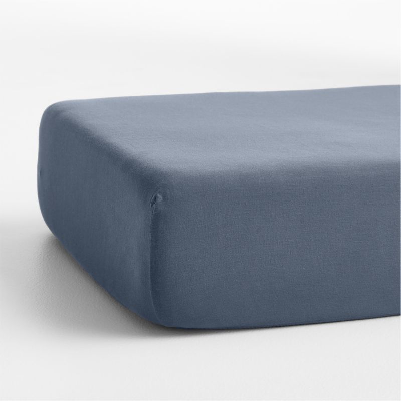 Supersoft Coy Blue Organic Cotton Gauze Baby Crib Fitted Sheet - image 3 of 6