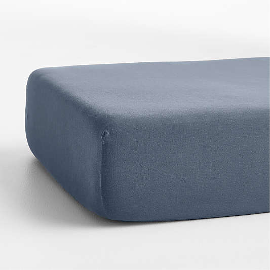 Supersoft Coy Blue Organic Cotton Gauze Baby Crib Fitted Sheet