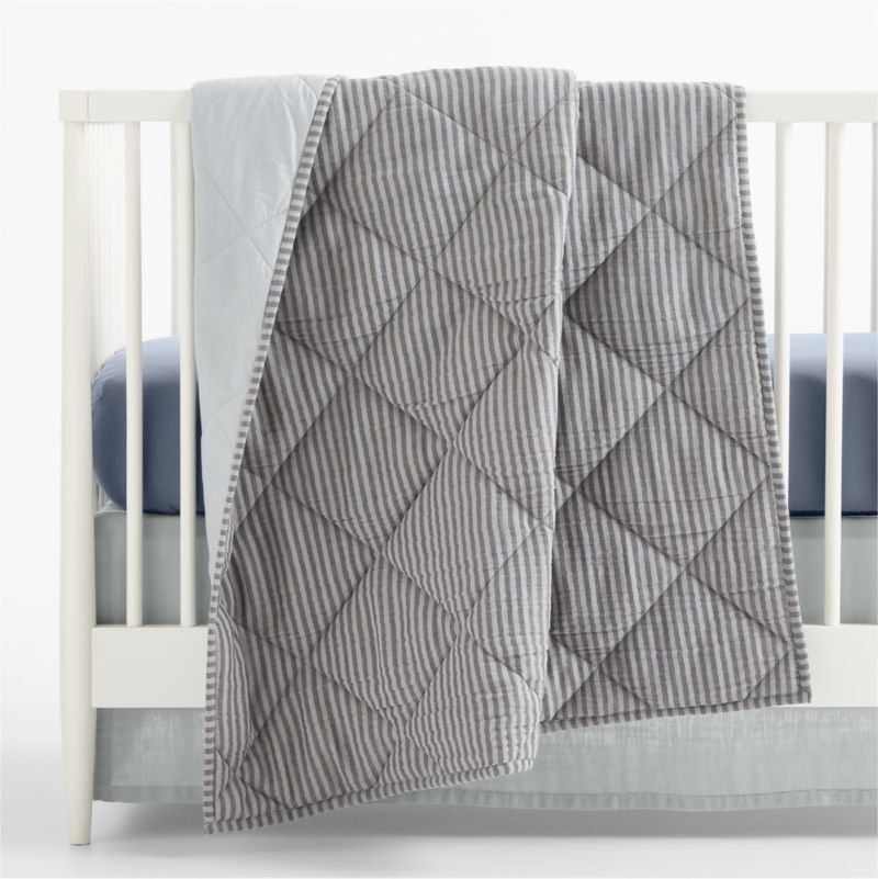 Supersoft Coy Blue Organic Cotton Gauze Baby Crib Fitted Sheet - image 4 of 6