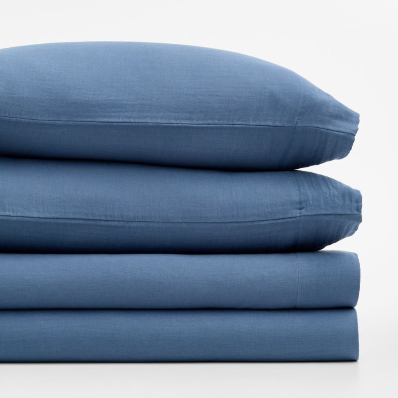 Supersoft Coy Blue 100% Organic Cotton Gauze Kids Full Sheet Set - image 1 of 8
