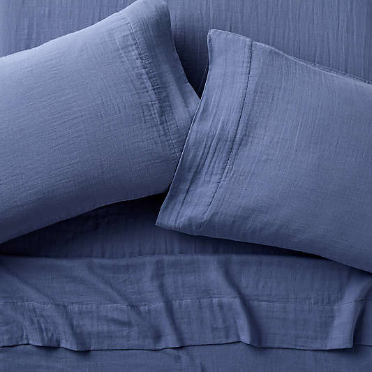 Supersoft Coy Blue 100% Organic Cotton Gauze Kids Sheet Set