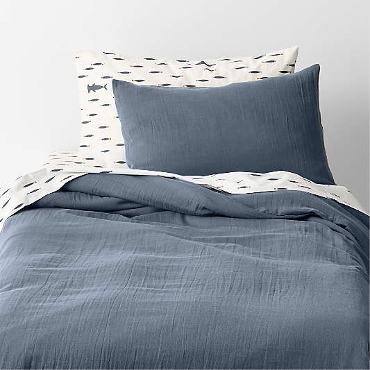 Supersoft Coy Blue 100% Organic Cotton Gauze Kids Duvet Cover