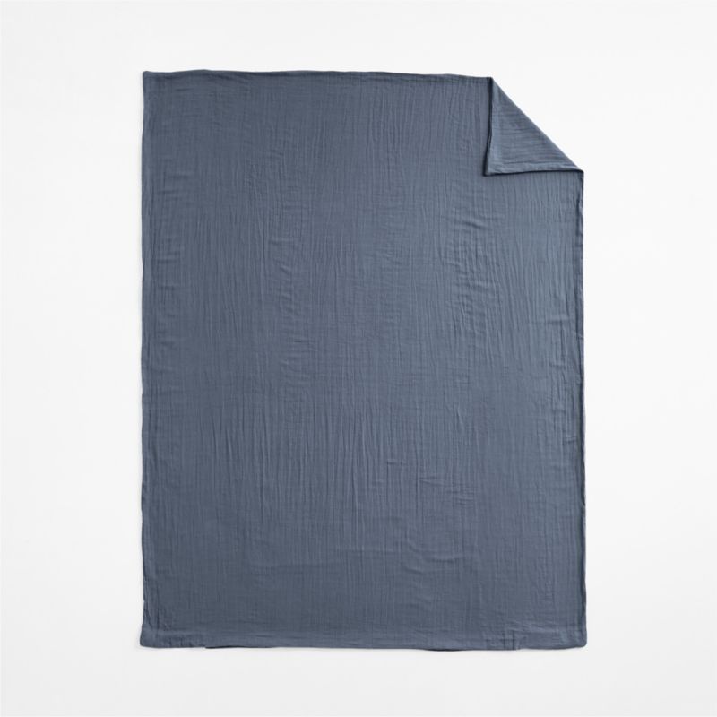 Supersoft Coy Blue 100% Organic Cotton Gauze Kids Full/Queen Duvet Cover - image 2 of 10