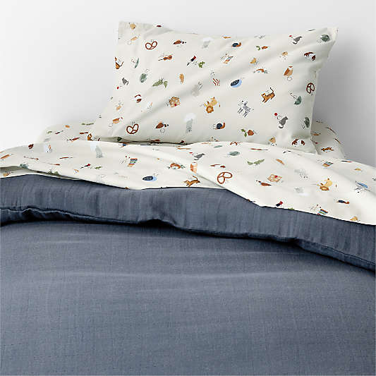 Supersoft Coy Blue Organic Cotton Gauze Toddler Duvet Cover