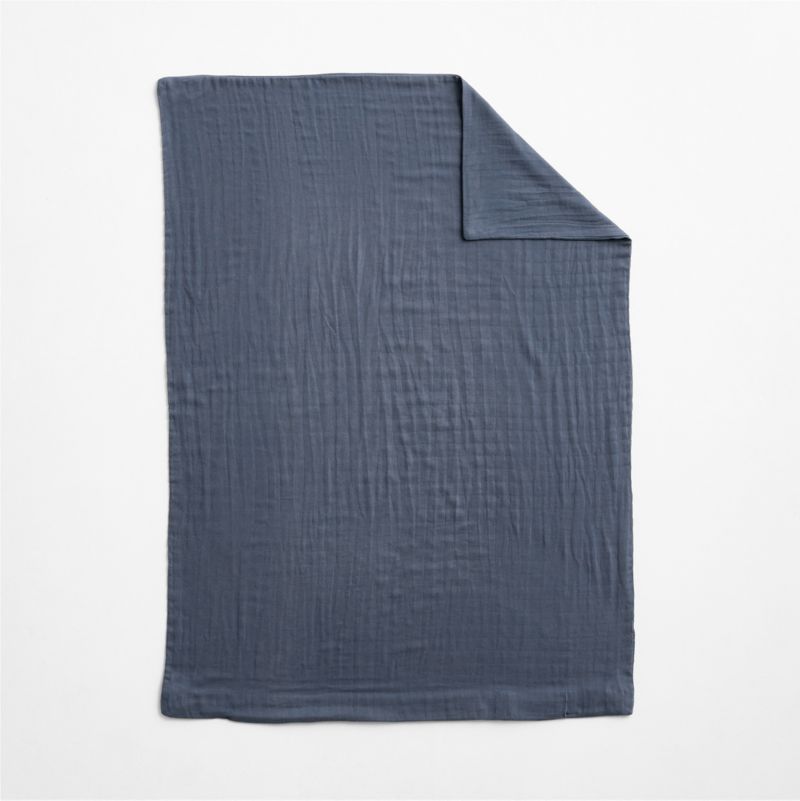Supersoft Coy Blue Organic Cotton Gauze Toddler Duvet Cover - image 2 of 7